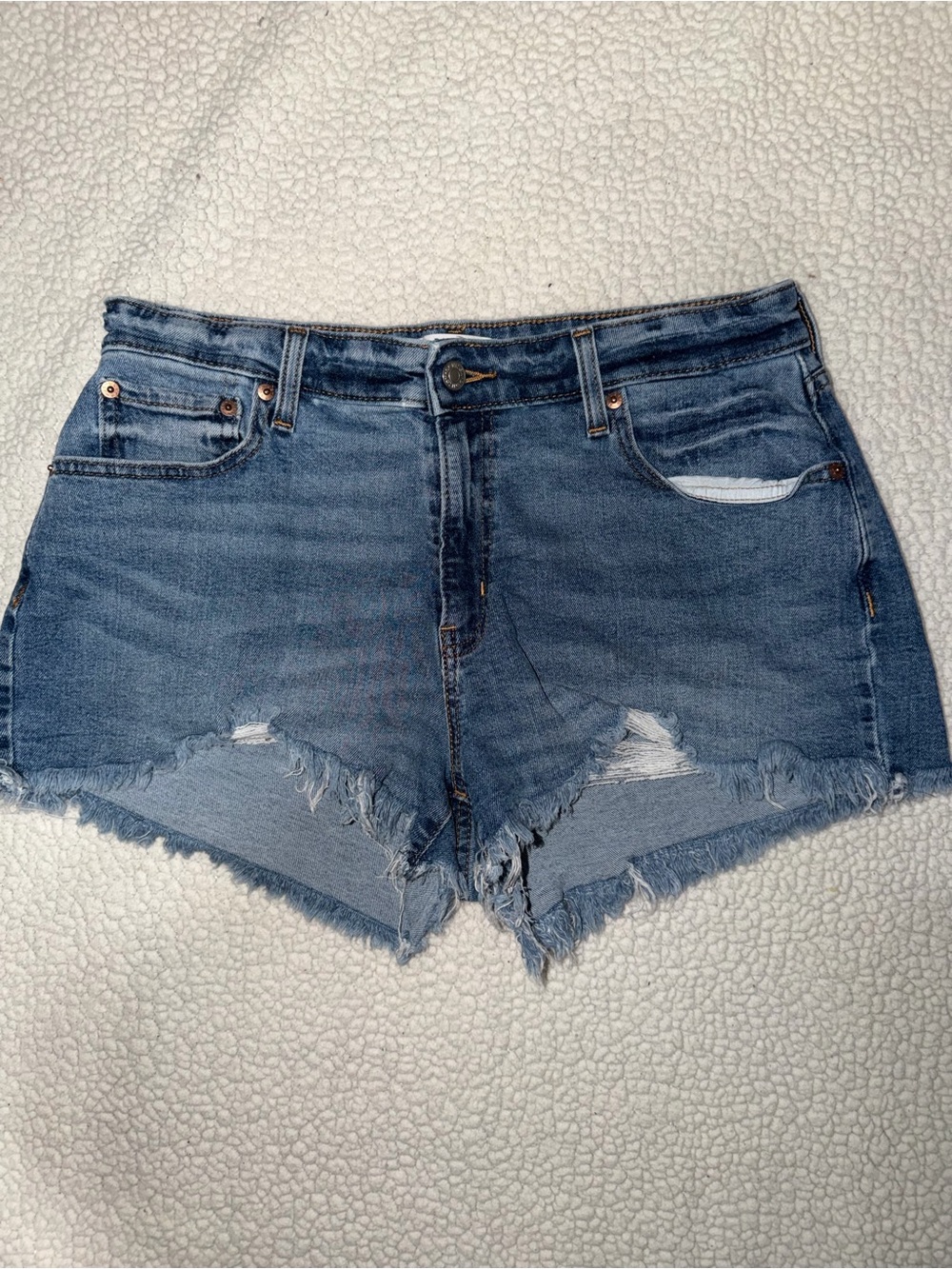 Denizen from Levi's Medium Blue Distressed Cutoff Jean Shorts